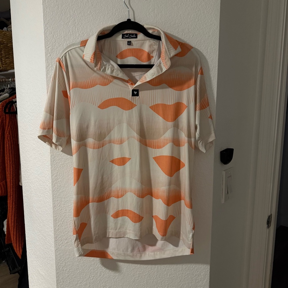 Bad Birdie Cream and Orange Men's Polo Shirt